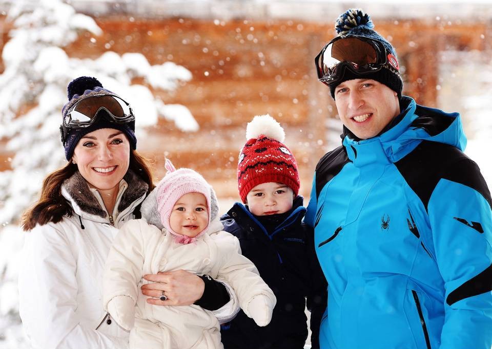 March 7th, 2016: The Duke and Duchess of Cambridge and their children – two-year-old Prince George and his baby sister Princess Charlotte, born last May – being spotted during their spring skiing holidays in the French Alps. The trip was the first time the family of four had been on holiday together and the Cambridges have released a series of six photographs to mark the event